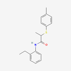 molecular formula C18H21NOS B4720274 N-(2-ethylphenyl)-2-[(4-methylphenyl)thio]propanamide 