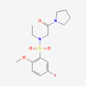 molecular formula C15H21FN2O4S B4720282 N-ethyl-5-fluoro-2-methoxy-N-[2-oxo-2-(1-pyrrolidinyl)ethyl]benzenesulfonamide 