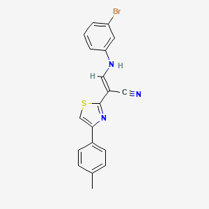 molecular formula C19H14BrN3S B4720308 3-[(3-bromophenyl)amino]-2-[4-(4-methylphenyl)-1,3-thiazol-2-yl]acrylonitrile 