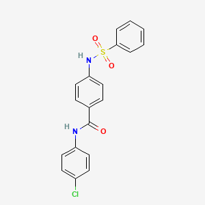 molecular formula C19H15ClN2O3S B4720325 N-(4-chlorophenyl)-4-[(phenylsulfonyl)amino]benzamide 