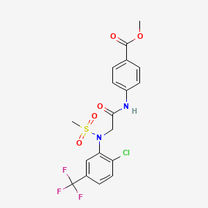 molecular formula C18H16ClF3N2O5S B4720352 methyl 4-{[N-[2-chloro-5-(trifluoromethyl)phenyl]-N-(methylsulfonyl)glycyl]amino}benzoate 