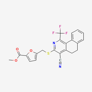 molecular formula C22H15F3N2O3S B4720377 methyl 5-({[4-cyano-1-(trifluoromethyl)-5,6-dihydrobenzo[h]isoquinolin-3-yl]thio}methyl)-2-furoate 
