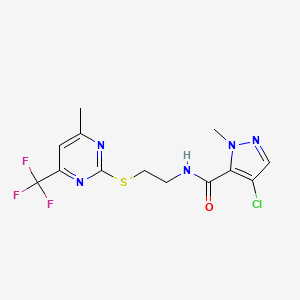 molecular formula C13H13ClF3N5OS B4720383 4-chloro-1-methyl-N-(2-{[4-methyl-6-(trifluoromethyl)-2-pyrimidinyl]thio}ethyl)-1H-pyrazole-5-carboxamide 