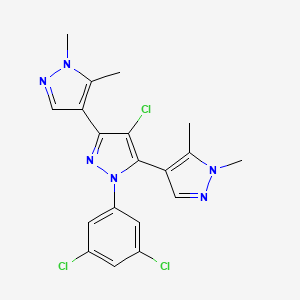 molecular formula C19H17Cl3N6 B4720395 4'-chloro-1'-(3,5-dichlorophenyl)-1,1'',5,5''-tetramethyl-1H,1'H,1''H-4,3':5',4''-terpyrazole 