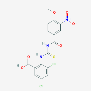 molecular formula C16H11Cl2N3O6S B4720402 3,5-dichloro-2-({[(4-methoxy-3-nitrobenzoyl)amino]carbonothioyl}amino)benzoic acid 