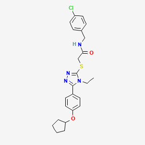 molecular formula C24H27ClN4O2S B4720406 N-(4-chlorobenzyl)-2-({5-[4-(cyclopentyloxy)phenyl]-4-ethyl-4H-1,2,4-triazol-3-yl}thio)acetamide 