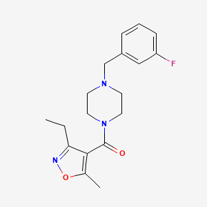 molecular formula C18H22FN3O2 B4720443 1-[(3-ethyl-5-methyl-4-isoxazolyl)carbonyl]-4-(3-fluorobenzyl)piperazine 
