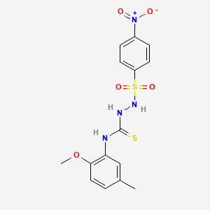 molecular formula C15H16N4O5S2 B4720445 N-(2-methoxy-5-methylphenyl)-2-[(4-nitrophenyl)sulfonyl]hydrazinecarbothioamide 