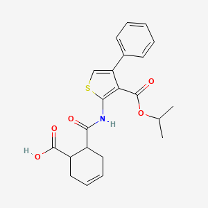 molecular formula C22H23NO5S B4720452 6-({[3-(isopropoxycarbonyl)-4-phenyl-2-thienyl]amino}carbonyl)-3-cyclohexene-1-carboxylic acid 