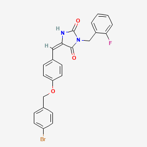molecular formula C24H18BrFN2O3 B4720514 5-{4-[(4-bromobenzyl)oxy]benzylidene}-3-(2-fluorobenzyl)-2,4-imidazolidinedione 