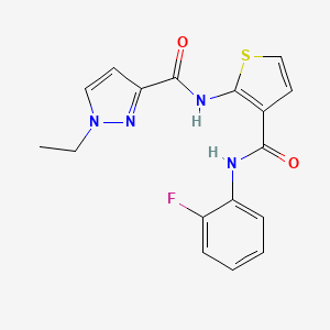 molecular formula C17H15FN4O2S B4720555 1-ethyl-N-(3-{[(2-fluorophenyl)amino]carbonyl}-2-thienyl)-1H-pyrazole-3-carboxamide 