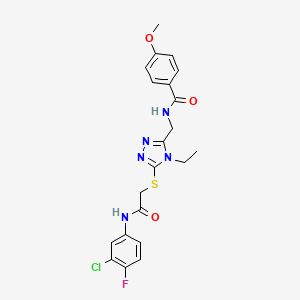 molecular formula C21H21ClFN5O3S B4720558 N-{[5-({2-[(3-chloro-4-fluorophenyl)amino]-2-oxoethyl}thio)-4-ethyl-4H-1,2,4-triazol-3-yl]methyl}-4-methoxybenzamide 