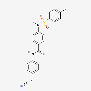 molecular formula C23H21N3O3S B4720577 N-[4-(cyanomethyl)phenyl]-4-{methyl[(4-methylphenyl)sulfonyl]amino}benzamide 