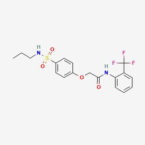 molecular formula C18H19F3N2O4S B4720599 2-{4-[(propylamino)sulfonyl]phenoxy}-N-[2-(trifluoromethyl)phenyl]acetamide 