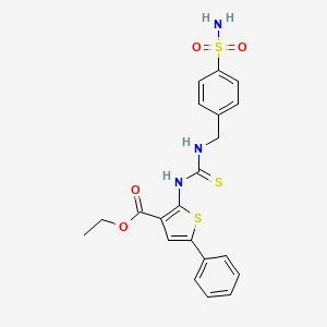 molecular formula C21H21N3O4S3 B4720619 ethyl 2-[({[4-(aminosulfonyl)benzyl]amino}carbonothioyl)amino]-5-phenyl-3-thiophenecarboxylate 