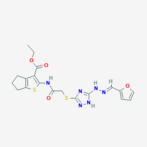 molecular formula C19H20N6O4S2 B4720665 ethyl 2-{[({5-[2-(2-furylmethylene)hydrazino]-4H-1,2,4-triazol-3-yl}thio)acetyl]amino}-5,6-dihydro-4H-cyclopenta[b]thiophene-3-carboxylate 