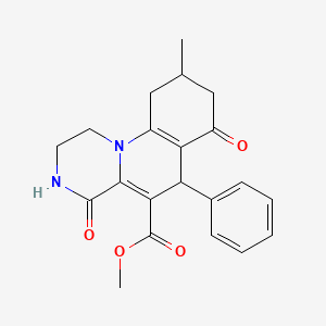 methyl 9-methyl-4,7-dioxo-6-phenyl-2,3,4,6,7,8,9,10-octahydro-1H-pyrazino[1,2-a]quinoline-5-carboxylate