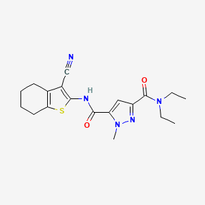 molecular formula C19H23N5O2S B4720778 N~5~-(3-cyano-4,5,6,7-tetrahydro-1-benzothien-2-yl)-N~3~,N~3~-diethyl-1-methyl-1H-pyrazole-3,5-dicarboxamide 