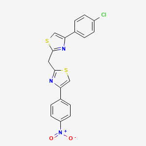 molecular formula C19H12ClN3O2S2 B4720828 4-(4-chlorophenyl)-2-{[4-(4-nitrophenyl)-1,3-thiazol-2-yl]methyl}-1,3-thiazole 