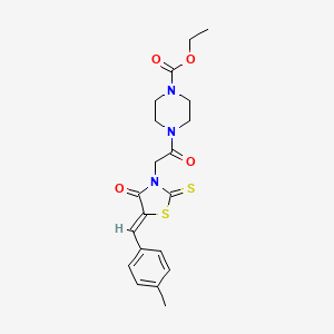 molecular formula C20H23N3O4S2 B4720833 ethyl 4-{[5-(4-methylbenzylidene)-4-oxo-2-thioxo-1,3-thiazolidin-3-yl]acetyl}-1-piperazinecarboxylate 