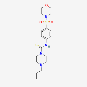 molecular formula C18H28N4O3S2 B4720851 N-[4-(4-morpholinylsulfonyl)phenyl]-4-propyl-1-piperazinecarbothioamide 