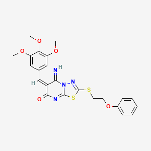 molecular formula C23H22N4O5S2 B4720870 5-imino-2-[(2-phenoxyethyl)thio]-6-(3,4,5-trimethoxybenzylidene)-5,6-dihydro-7H-[1,3,4]thiadiazolo[3,2-a]pyrimidin-7-one 