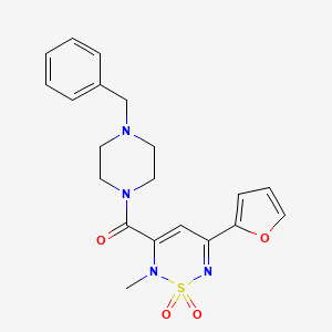 molecular formula C20H22N4O4S B4720905 3-[(4-benzyl-1-piperazinyl)carbonyl]-5-(2-furyl)-2-methyl-2H-1,2,6-thiadiazine 1,1-dioxide 