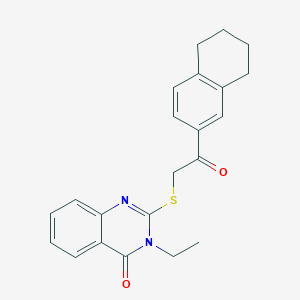 molecular formula C22H22N2O2S B4720993 3-ethyl-2-{[2-oxo-2-(5,6,7,8-tetrahydro-2-naphthalenyl)ethyl]thio}-4(3H)-quinazolinone 