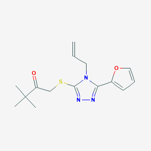 molecular formula C15H19N3O2S B4720994 1-{[4-allyl-5-(2-furyl)-4H-1,2,4-triazol-3-yl]thio}-3,3-dimethyl-2-butanone CAS No. 675844-82-3