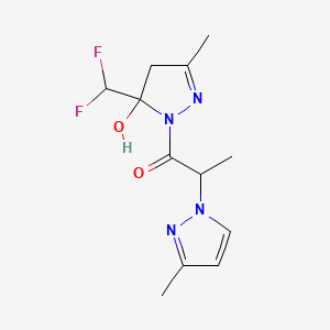 molecular formula C12H16F2N4O2 B4721024 5-(difluoromethyl)-3-methyl-1-[2-(3-methyl-1H-pyrazol-1-yl)propanoyl]-4,5-dihydro-1H-pyrazol-5-ol 