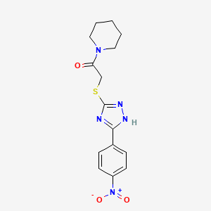 molecular formula C15H17N5O3S B4721052 1-({[5-(4-nitrophenyl)-4H-1,2,4-triazol-3-yl]thio}acetyl)piperidine 