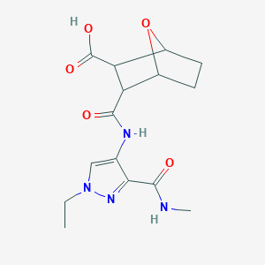 molecular formula C15H20N4O5 B4721059 3-[({1-ethyl-3-[(methylamino)carbonyl]-1H-pyrazol-4-yl}amino)carbonyl]-7-oxabicyclo[2.2.1]heptane-2-carboxylic acid 
