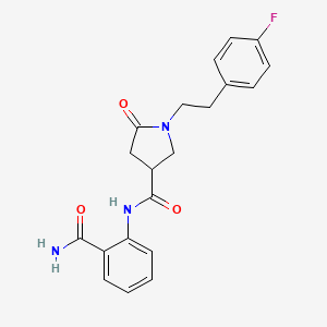 molecular formula C20H20FN3O3 B4721109 N-[2-(aminocarbonyl)phenyl]-1-[2-(4-fluorophenyl)ethyl]-5-oxo-3-pyrrolidinecarboxamide 