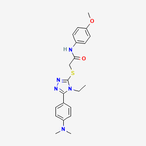 molecular formula C21H25N5O2S B4721121 2-({5-[4-(dimethylamino)phenyl]-4-ethyl-4H-1,2,4-triazol-3-yl}thio)-N-(4-methoxyphenyl)acetamide 