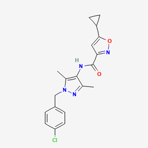 molecular formula C19H19ClN4O2 B4721127 N-[1-(4-chlorobenzyl)-3,5-dimethyl-1H-pyrazol-4-yl]-5-cyclopropyl-3-isoxazolecarboxamide 