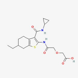 molecular formula C18H24N2O5S B4721166 [2-({3-[(cyclopropylamino)carbonyl]-6-ethyl-4,5,6,7-tetrahydro-1-benzothien-2-yl}amino)-2-oxoethoxy]acetic acid 