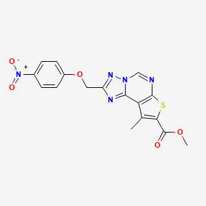 methyl 9-methyl-2-[(4-nitrophenoxy)methyl]thieno[3,2-e][1,2,4]triazolo[1,5-c]pyrimidine-8-carboxylate