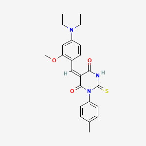 molecular formula C23H25N3O3S B4721306 5-[4-(diethylamino)-2-methoxybenzylidene]-1-(4-methylphenyl)-2-thioxodihydro-4,6(1H,5H)-pyrimidinedione 