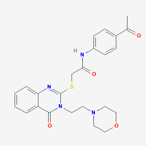 molecular formula C24H26N4O4S B4721360 N-(4-acetylphenyl)-2-({3-[2-(4-morpholinyl)ethyl]-4-oxo-3,4-dihydro-2-quinazolinyl}thio)acetamide 