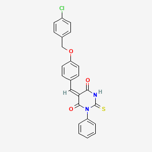 molecular formula C24H17ClN2O3S B4721419 5-{4-[(4-chlorobenzyl)oxy]benzylidene}-1-phenyl-2-thioxodihydro-4,6(1H,5H)-pyrimidinedione 