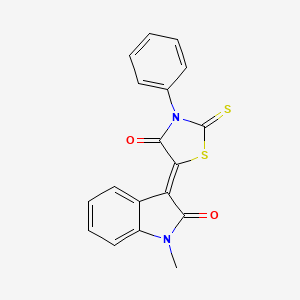 molecular formula C18H12N2O2S2 B4721427 1-methyl-3-(4-oxo-3-phenyl-2-thioxo-1,3-thiazolidin-5-ylidene)-1,3-dihydro-2H-indol-2-one 