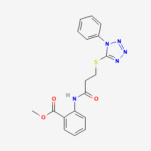 molecular formula C18H17N5O3S B4721477 methyl 2-({3-[(1-phenyl-1H-tetrazol-5-yl)thio]propanoyl}amino)benzoate 