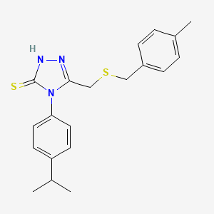 molecular formula C20H23N3S2 B4721488 4-(4-isopropylphenyl)-5-{[(4-methylbenzyl)thio]methyl}-4H-1,2,4-triazole-3-thiol 