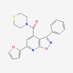 molecular formula C21H17N3O3S B4721521 6-(2-furyl)-3-phenyl-4-(4-thiomorpholinylcarbonyl)isoxazolo[5,4-b]pyridine 