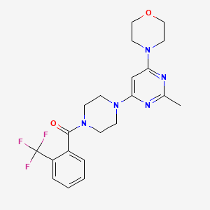 molecular formula C21H24F3N5O2 B4721565 4-(2-methyl-6-{4-[2-(trifluoromethyl)benzoyl]-1-piperazinyl}-4-pyrimidinyl)morpholine 