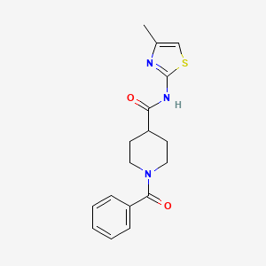 molecular formula C17H19N3O2S B4721579 1-benzoyl-N-(4-methyl-1,3-thiazol-2-yl)-4-piperidinecarboxamide 