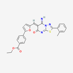 molecular formula C26H20N4O4S B4721625 ethyl 4-(5-{[5-imino-2-(2-methylphenyl)-7-oxo-5H-[1,3,4]thiadiazolo[3,2-a]pyrimidin-6(7H)-ylidene]methyl}-2-furyl)benzoate 
