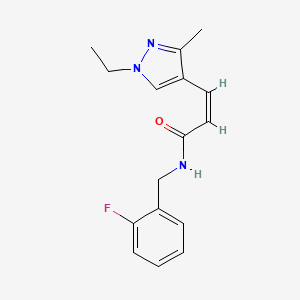 molecular formula C16H18FN3O B4721634 3-(1-ethyl-3-methyl-1H-pyrazol-4-yl)-N-(2-fluorobenzyl)acrylamide 