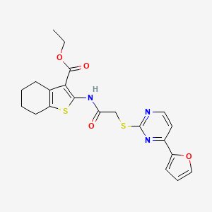 molecular formula C21H21N3O4S2 B4721670 ethyl 2-[({[4-(2-furyl)-2-pyrimidinyl]thio}acetyl)amino]-4,5,6,7-tetrahydro-1-benzothiophene-3-carboxylate 