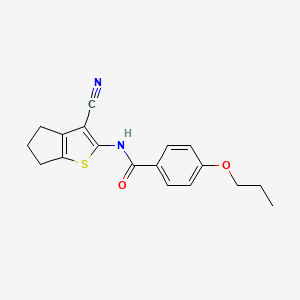 molecular formula C18H18N2O2S B4721685 N-(3-cyano-5,6-dihydro-4H-cyclopenta[b]thien-2-yl)-4-propoxybenzamide 